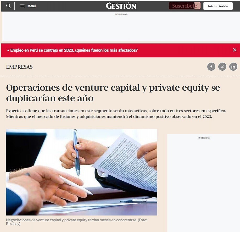 Operaciones de venture capital y private equity se duplicaran este ao